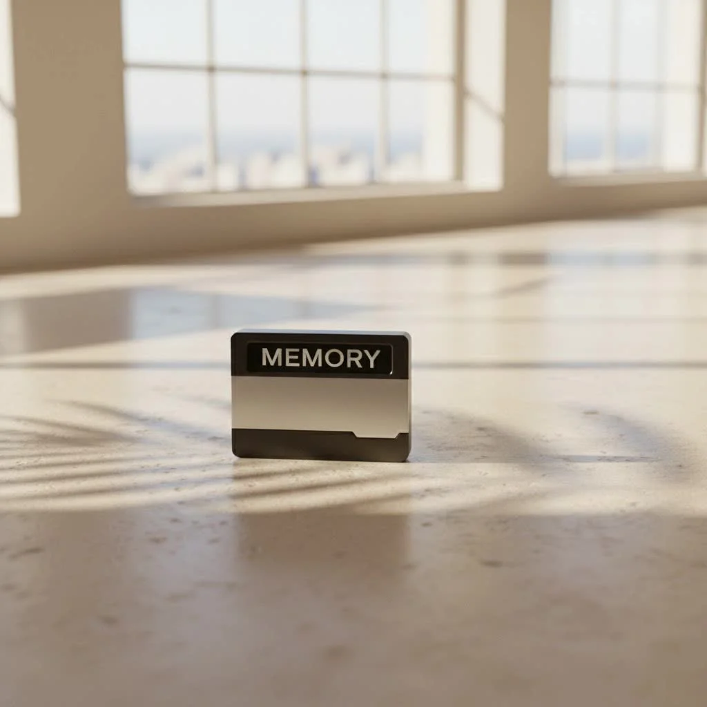 Close-up view of a small M2 memory card